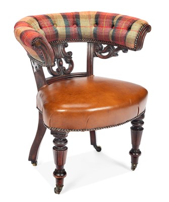 Lot 943 - A VICTORIAN MAHOGANY DESK CHAIR