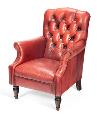 Lot 884 - A LAURA ASHLEY BUTTON BACK LEATHER ARMCHAIR