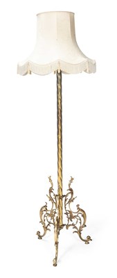 Lot 827 - A LATE VICTORIAN BRASS STANDARD LAMP
