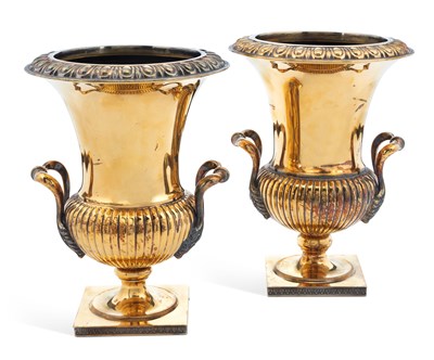 Lot 222 - A PAIR OF ITALIAN SILVER-GILT WINE COOLERS