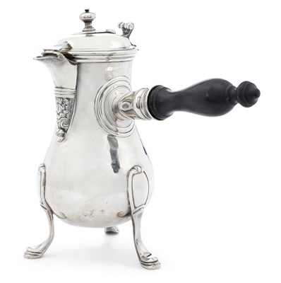 Lot 224 - A FRENCH SILVER CHOCOLATE POT