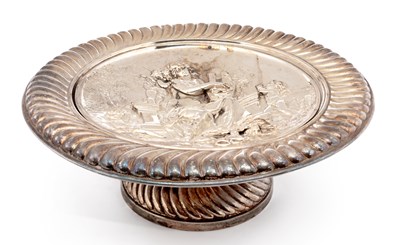 Lot 179 - A SILVER-PLATED TAZZA OR PEDESTAL DISH