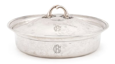 Lot 208 - A RUSSIAN SILVER SERVING DISH AND COVER