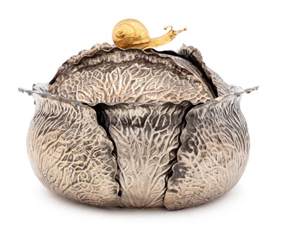 Lot 174 - A LARGE ITALIAN 'CABBAGE' COVERED SILVER-PLATED CENTREPIECE BOWL