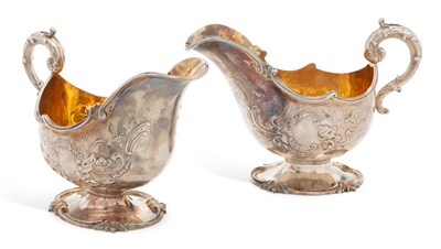 Lot 320 - A PAIR OF LARGE VICTORIAN SILVER SAUCEBOATS