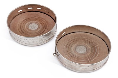 Lot 241 - A RARE PAIR OF NOVELTY GEORGE III SCOTTISH SILVER WINE COASTERS