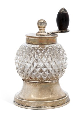 Lot 325 - A LATE VICTORIAN SILVER-MOUNTED CUT GLASS PEPPER MILL