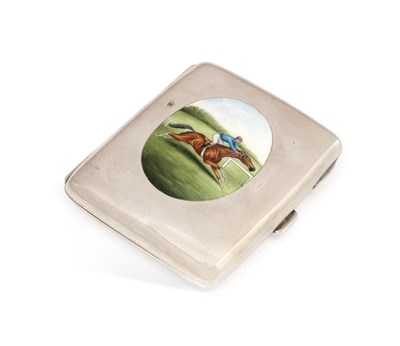 Lot 311 - AN EDWARDIAN SILVER AND ENAMEL CIGARETTE CASE
