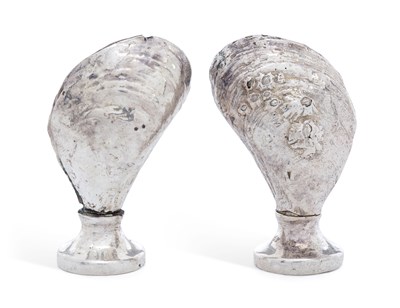 Lot 245 - A MATCHED PAIR OF ELIZABETH II NOVELTY SILVER SALT AND PEPPER POTS
