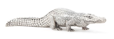 Lot 249 - PATRICK MAVROS: A LARGE SILVER MODEL OF A CROCODILE