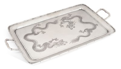 Lot 193 - A CHINESE EXPORT SILVER TWO-HANDLED TRAY