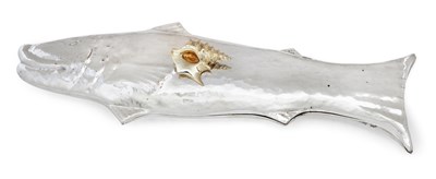 Lot 176 - A LARGE ITALIAN WHITE METAL FISH SERVING DISH AND COVER