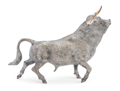 Lot 171 - A SILVER-PLATED MODEL OF A BULL