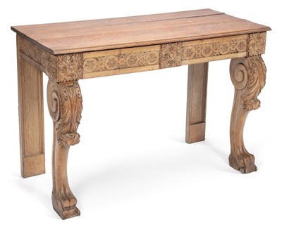 Lot 942 - A 19TH CENTURY CARVED PINE CONSOLE TABLE