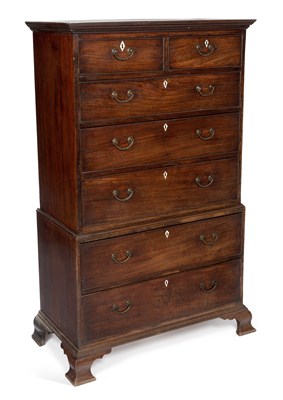 Lot 929 - A GEORGE III MAHOGANY CHEST ON CHEST