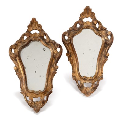 Lot 959 - A PAIR OF 19TH CENTURY CARVED GILTWOOD MIRRORS