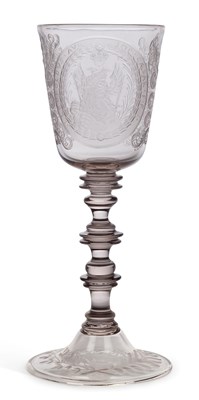 Lot 63 - A BOHEMIAN ENGRAVED GLASS GOBLET