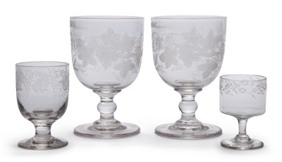 Lot 74 - FOUR ENGRAVED GLASSES