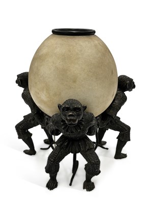 Lot 825 - A BRONZE MONKEY LAMP