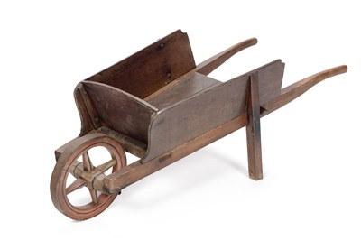 Lot 866 - A 19TH CENTURY OAK CHILD'S WHEELBARROW