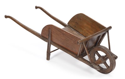 Lot 897 - A 19TH CENTURY OAK CHILD'S WHEELBARROW