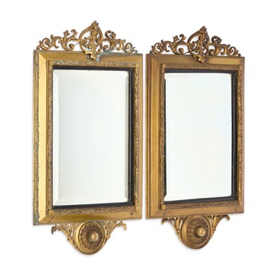 Lot 963 - A PAIR OF GILT-METAL MOUNTED WALL MIRRORS