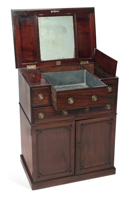Lot 888 - A GEORGE III MAHOGANY ENCLOSED WASHSTAND