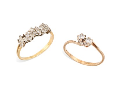 Lot 531 - TWO GOLD DIAMOND RINGS