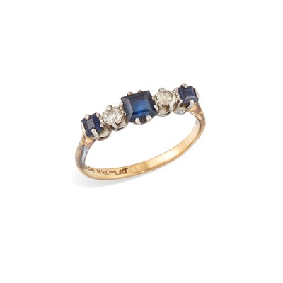 Lot 540 - A SAPPHIRE AND DIAMOND HALF HOOP RING
