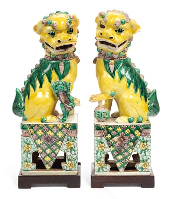 Lot 396 - A PAIR OF CHINESE LION DOGS