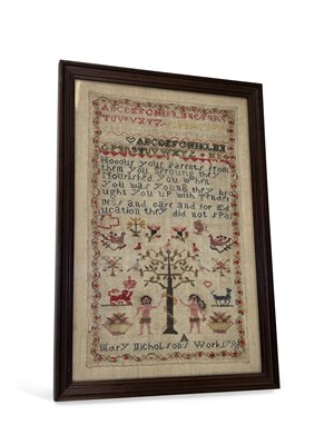 Lot 52 - A LATE 18TH CENTURY NEEDLEWORK SAMPLER