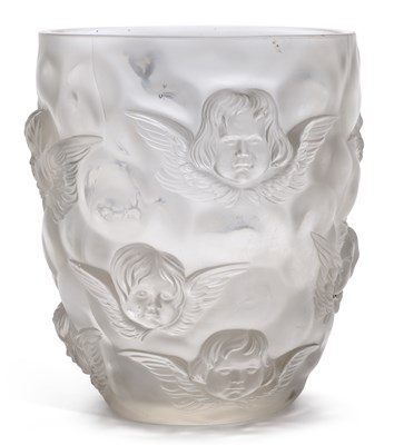 Lot 80 - A FROSTED MOULDED GLASS VASE