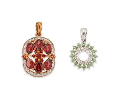Lot 558 - TWO 9 CARAT GOLD GEM-SET PENDANTS