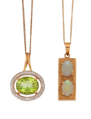 Lot 567 - TWO 9 CARAT GOLD GEM-SET PENDANT NECKLACES