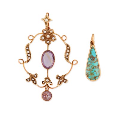 Lot 633 - TWO GEM-SET PENDANTS