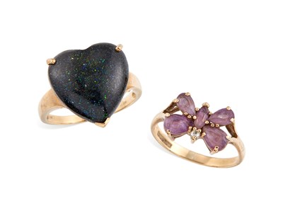 Lot 506 - TWO 9 CARAT GOLD GEM-SET RINGS