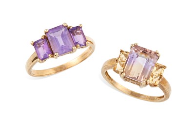 Lot 636 - TWO 9 CARAT GOLD GEM-SET RINGS