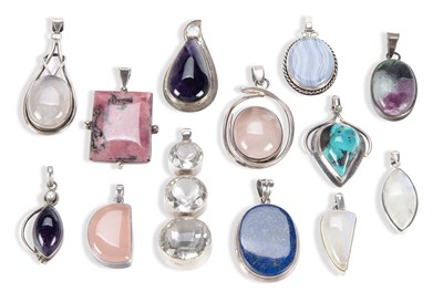Lot 514 - A COLLECTION OF SILVER GEM-SET PENDANTS