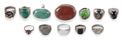 Lot 589 - A COLLECTION OF SILVER GEM-SET RINGS