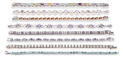 Lot 609 - A GROUP OF SILVER GEM-SET BRACELETS