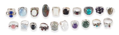 Lot 512 - A COLLECTION OF SILVER GEM-SET RINGS