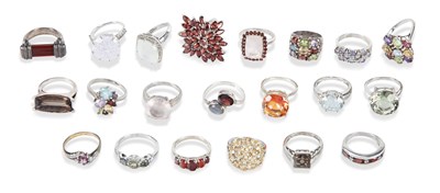 Lot 578 - A COLLECTION OF SILVER GEM-SET RINGS