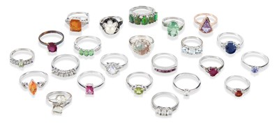 Lot 544 - A COLLECTION OF SILVER GEM-SET RINGS