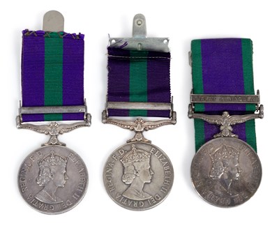 Lot 27 - THREE ELIZABETH II GENERAL SERVICE MEDALS (G.S.M)