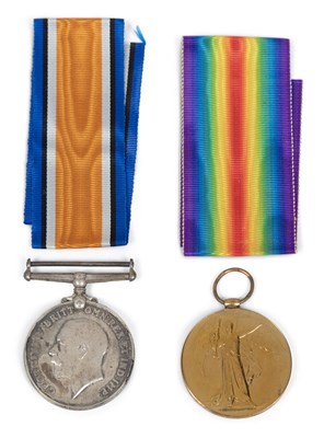Lot 30 - A FIRST WORLD WAR CASUALTY MEDAL PAIR
