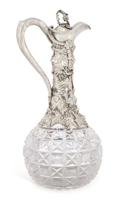 Lot 347 - A VICTORIAN SILVER-MOUNTED CUT-GLASS CLARET JUG