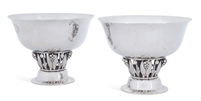 Lot 210 - GEORG JENSEN, A PAIR OF DANISH STERLING SILVER BOWLS