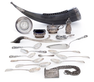 Lot 366 - A GROUP OF GEORGE III AND LATER SILVER