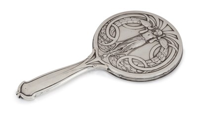 Lot 275 - AN ART NOUVEAU SILVER HAND MIRROR