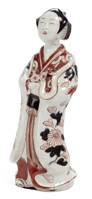 Lot 390 - A JAPANESE ARITA FIGURE OF A BIJIN